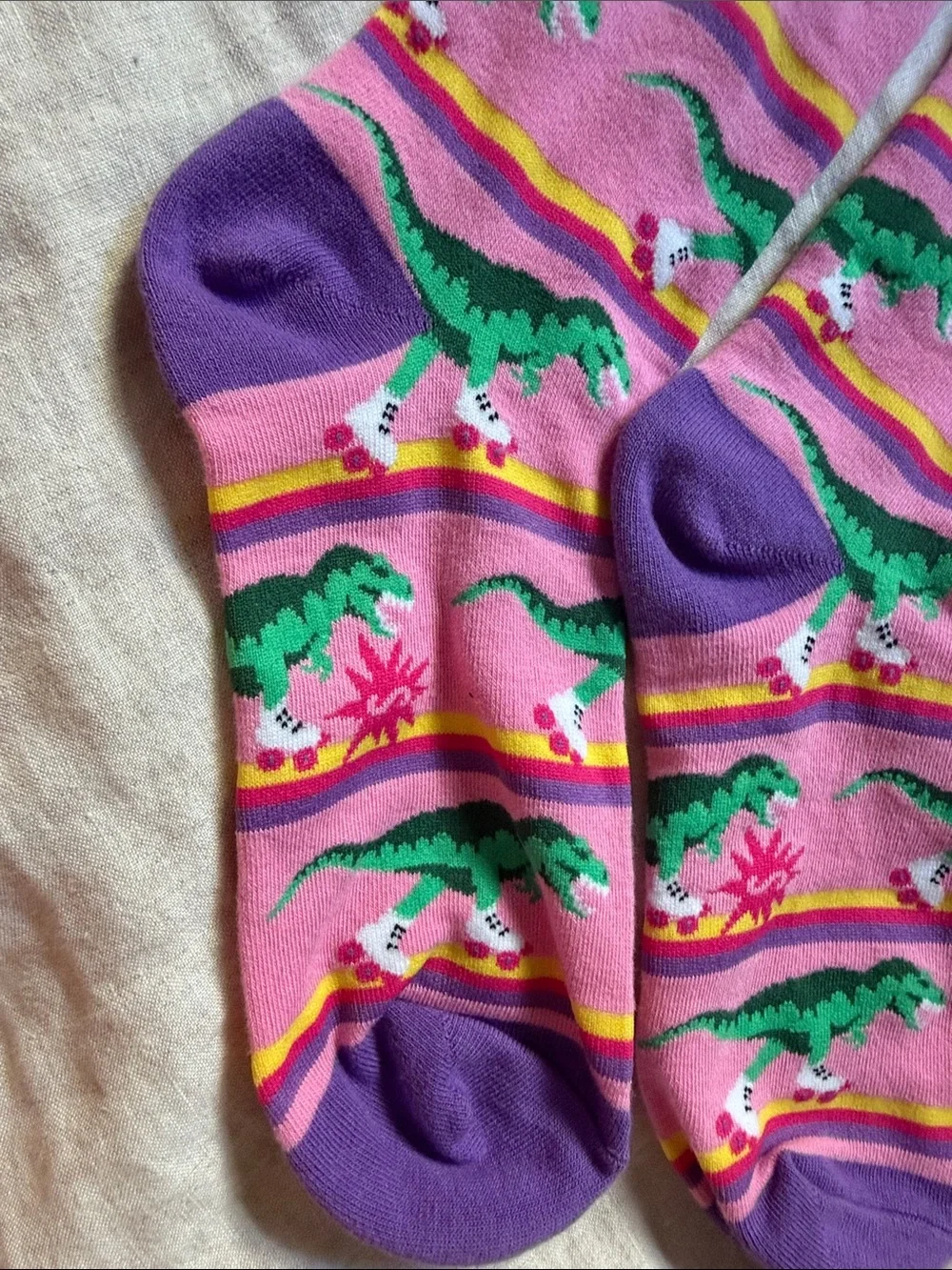 Dinosaur on Roller Skates Knee-High Socks